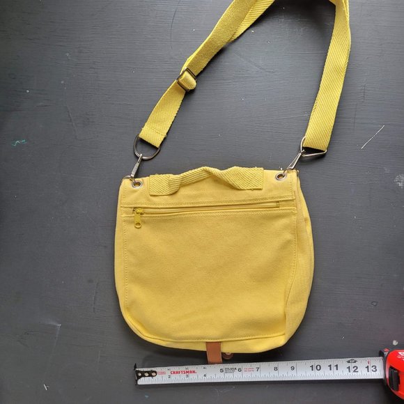Vintage 1980s Bright Yellow Canvas Shoulder Bag - Picture 9 of 13